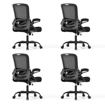 Ergonomic Office Chair Desk Chair with Adjustable Lumbar Support - color: 4pcs Black
