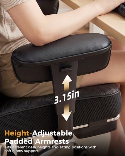 COMHOMA Big and Tall Office Chair Heavy Duty Gaming Chair with Deluxe Embossing Leather High Back Wider Ergonomic Computer Chair with Foot Rest 145°Reclining Pocket Spring Lumbar Support - color: Onyx Black