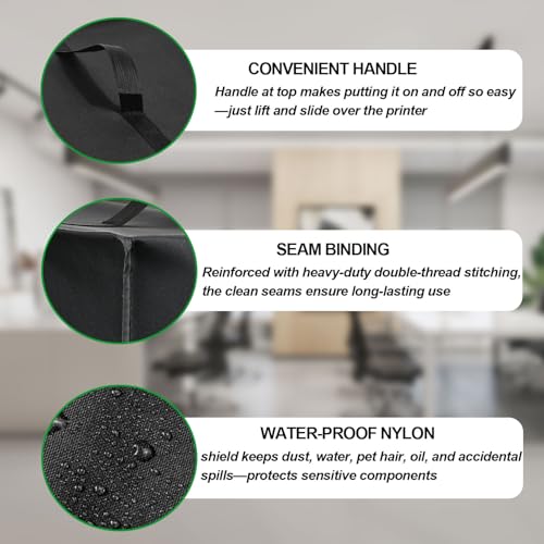 NUENSS-ROR Cover for HP Printer, Heavy Duty Waterproof Anti-static Protector Case with Handle, Printer Dust Cover Compatible with HP OfficeJet Pro 8125e/Envy Photo 7975 Wireless Inkjet Printer (Black) - color: Black