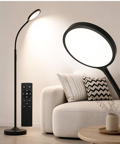 Floor Lamp,Super Bright Dimmable Adjustable Height Floor Light with Flexible Gooseneck Remote & Button Control,Tall Stand Modern Reading Lamp for Living Room, Bedroom,Office Craft