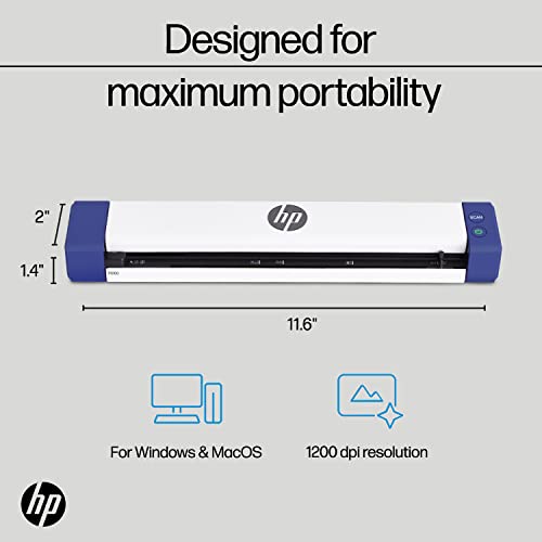 HP Small USB Document & Photo Scanner for Portable 1-Sided Sheetfed Digital Scanning, Model HPPS100, for Home, Office & Business, PC and Mac Compatible, HP WorkScan Software Included | Bag-Ready for Home, Office & Travel, 15 ppm for Small-Medium Batches,