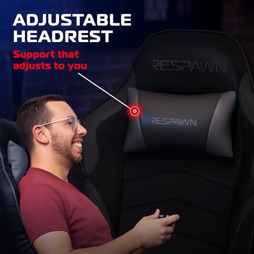 Respawn 900 Gaming Recliner Chair with Footrest, Cup Holder and Swivel | Ergonomic gaming recliner with footrest, cup holder, lumbar support, 135° recline & 360° swivel for console gaming - color: Grey