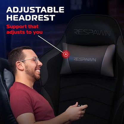 Respawn 900 Gaming Recliner Chair with Footrest, Cup Holder and Swivel | Ergonomic gaming recliner with footrest, cup holder, lumbar support, 135° recline & 360° swivel for console gaming - color: Grey