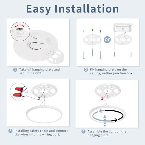 6 Pack 11.4 Inch LED Flush Mount Ceiling Light, ETL,24W, 2427LM | 3000K/3500K/4000K/5000K/6500K CCT Selectable, 0.66in Ultra Thin Round Flat Panel Ceiling Light Fixture for Bedroom, Kitchen - color: White, size: 11.4"-6pk