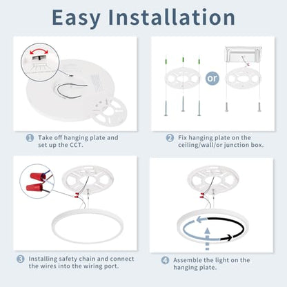 6 Pack 11.4 Inch LED Flush Mount Ceiling Light, ETL,24W, 2427LM | 3000K/3500K/4000K/5000K/6500K CCT Selectable, 0.66in Ultra Thin Round Flat Panel Ceiling Light Fixture for Bedroom, Kitchen - color: White, size: 11.4"-6pk