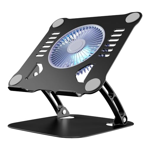 SHUWEI Laptop Cooling Stand with 3 Speed Fan, fits 10-15” Notebook, Black - color: Black, size: For 15" Laptop & No 360°Rotation