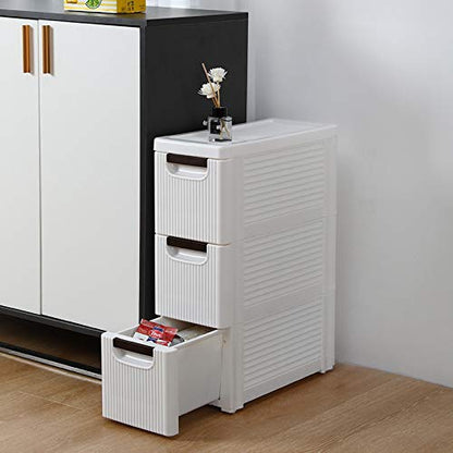 3-Drawer Rolling Cart Organizer Unit with Wheels Narrow Slim Container Storage Cabinet for Bathroom Bedroom Bookshelf Closet Organizers Book Shelf Bookcase