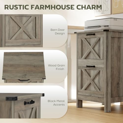 HOMCOM 2 Drawer Vertical File Cabinet, Silent Slides, Distressed Gray - color: Distressed Gray