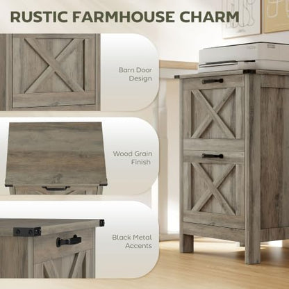 HOMCOM 2 Drawer Vertical File Cabinet, Silent Slides, Distressed Gray - color: Distressed Gray