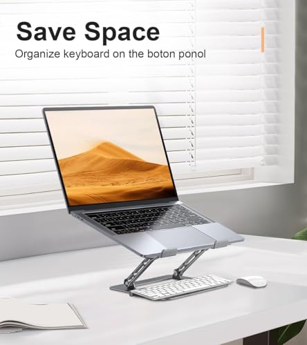 Aoviho Adjustable Laptop Stand for Desk,Portable Laptop Stand Holder and Riser,Foldable Aluminum Notebook Computer Stands for MacBook Air Pro HP Lenovo Dell Samsung Chromebook, 10-15.6 inch, Grey - color: Grey