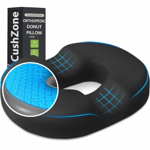 Donut Pillow Seat Cushion, Cooling Gel Memory Foam Chair Cushion, Black - color: Black, size: X-Large