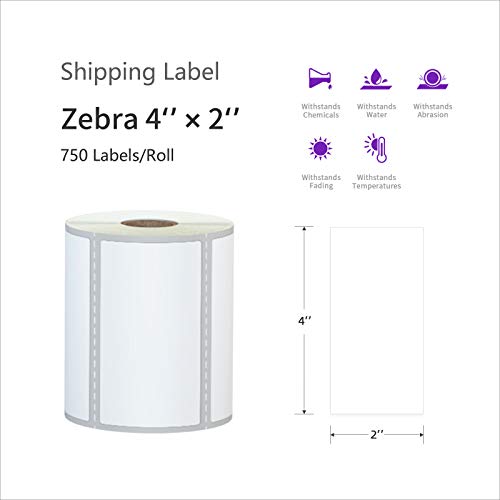AveneMark 12 Rolls 4" x 2" Direct Thermal Labels for Barcodes Postage Address Shipping Labels Compatible with Rollo & Zebra Desktop Printers Adhesive - 750 Labels/Roll - size: 4"x 2"(12 Rolls-9000 Labels)