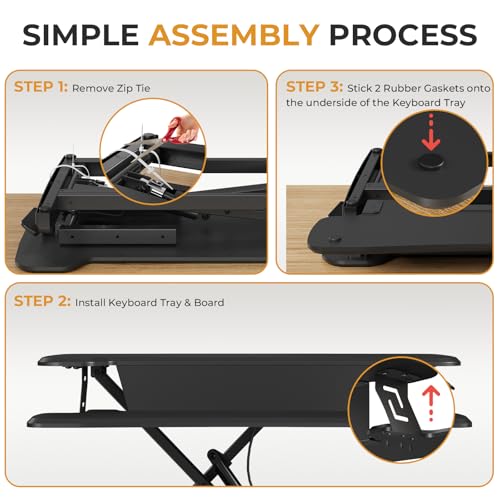 JOY worker Standing Desk Converter, 32" Height Adjustable Desk Riser, Black - color: Black, size: 32 inches