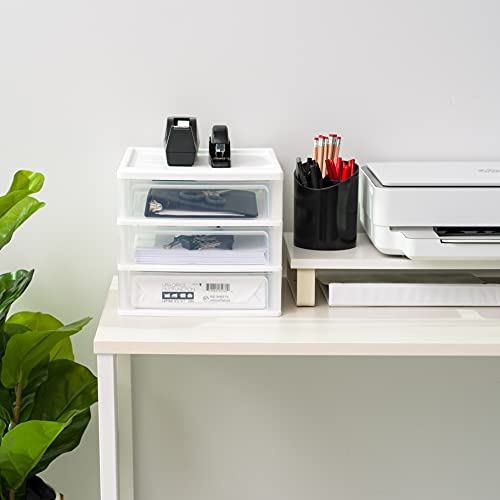 IRIS USA 2-Pack, 3-Drawer Medium Plastic Stacking Desktop Organizer, White - color: White, style: Medium - 2 Pack