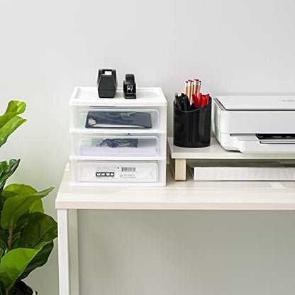 IRIS USA 2-Pack, 3-Drawer Medium Plastic Stacking Desktop Organizer, White - color: White, style: Medium - 2 Pack