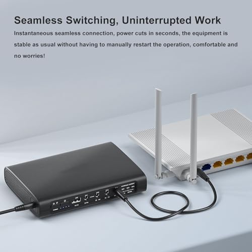 Compatible with Router Modem and Security Camera, Mini UPS Battery Backup 20000mAh 74Wh Uninterruptible Power Supply, DC 5V 9V 12V Output 3A Max, with US Plug and USB Port for