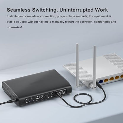 Compatible with Router Modem and Security Camera, Mini UPS Battery Backup 20000mAh 74Wh Uninterruptible Power Supply, DC 5V 9V 12V Output 3A Max, with US Plug and USB Port for