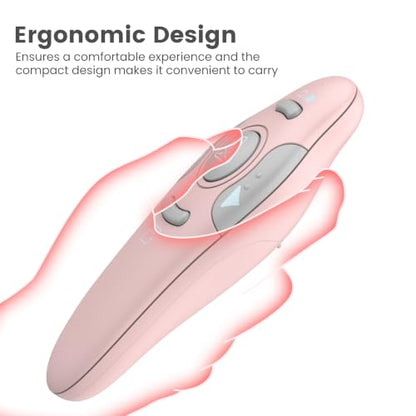 USB Type C Presentation Clicker Wireless Presenter Remote Clicker for PowerPoint Presentations with Red Pointer, PowerPoint Clicker Slide Advancer for Mac/Laptop/Computer/Class/Office - style: Pink