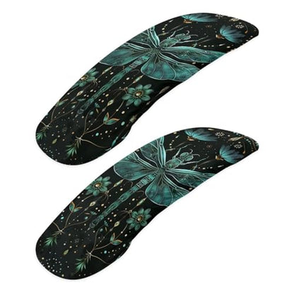 Office Chair Armrest Covers Set of 2, Dragonfly Flower Print Chair Arm Covers, Removable Office Chair Covers Stretchy Armrest Covers, Home Decorations - color: Black and Green - Dragonfly Flower