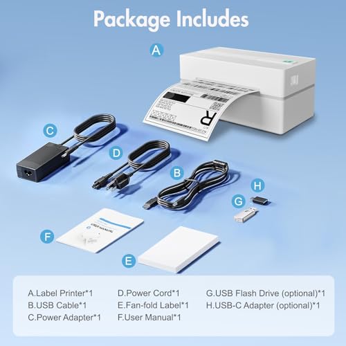 Thermal Shipping Label Printer 4x6 Bluetooth Label Maker for Small Business - color: White