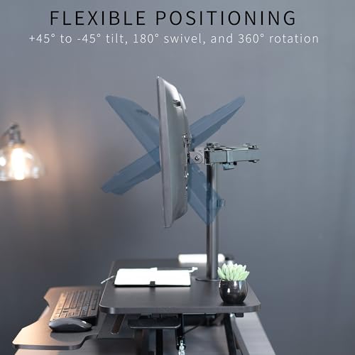 VIVO Black 36 in Standing Desk Converter with Monitor Stand, DESK-V036K-M2 - color: Black, size: 36"