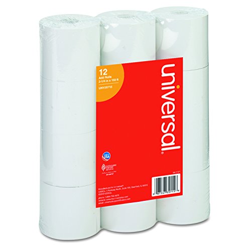 Adding Machine/Calculator Roll, 2-1/4"x150 ft White 12/Pack, UNV35715 - size: 2 1/4" x 150 ft