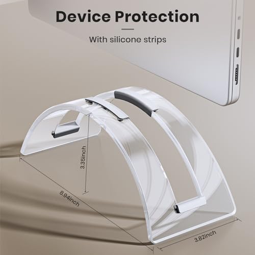 Acrylic Vertical Laptop Stand for Desk,Acrylic Invisible Desktop Notebook Dock,Vertical Laptop Holder Space-Saving Organizer for All MacBook, Surface, Samsung, HP, Dell - color: Clear