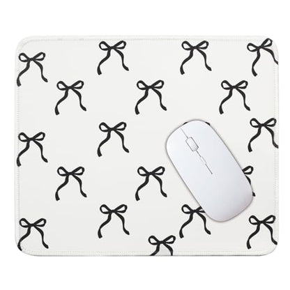 Mouse Pad for Desk with Stitched Edge, Premium Cute Washable Mouse Pads. Computer Mousepad with Non-Slip Rubber Base, Mousepads for Laptop, 9.25x7.75x0.12 inch (Black Bow) - color: Black Bow