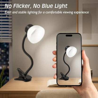 Desk Lamps for Home Office,Small LED Reading Lamp,5000K Eye-Care Desk Light | Clip On Desks Lamps for College Dorm, Kids Desk, Bed Headboard, Flexible Gooseneck, Compact Small Table Lamp - color: Matte Black