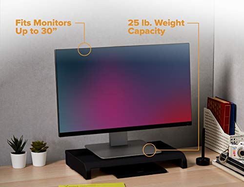 Bostitch Office Konnect Adjustable Monitor Stand Riser, 4 Height Adjustments, Built-In Cable Management, Rubber Feet - Black - color: Black, style: Laptop Stand