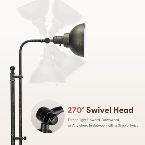 VONLUCE Industrial Floor Lamp 65", Adjustable Standing Lamp for Living Room - color: Aged Bronze