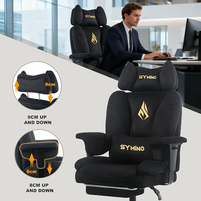 Symino Ergonomic Gaming Chair with Footrest & 155° Recline - color: Black-horn