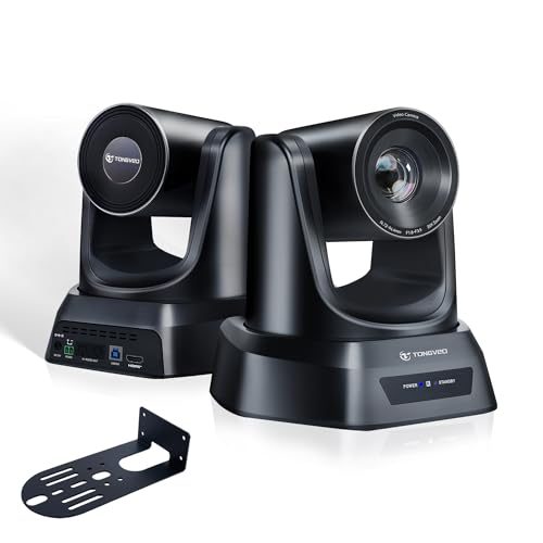 TONGVEO Conference Room PTZ Camera System with 20X Optical Zoom, AI Auto Tracking 1080P 60fps HDMI USB Webcam for Church Streaming Online Video Conference,Compatible with Zoom, OBS Easy Setup - color: Black