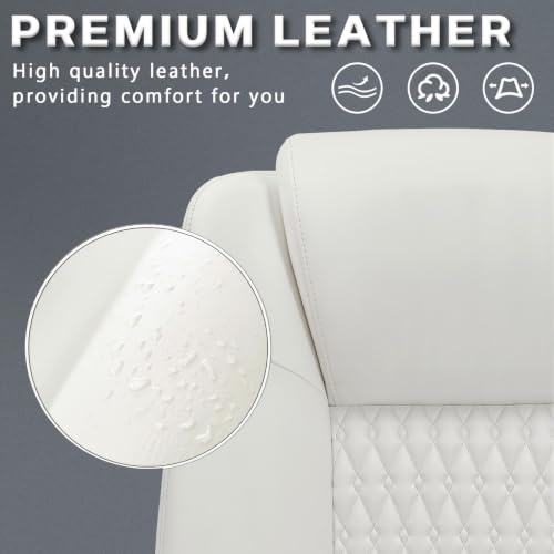 LEMBERI High Back PU Leather Executive Office Chair, Adjustable Swivel Computer Desk Chair with Padded Armrests for Home Office, White - color: White