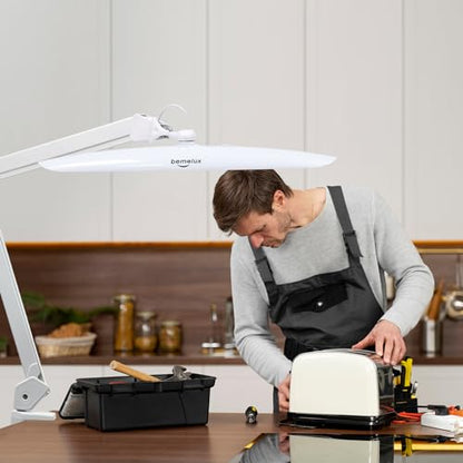 20-Inch LED Desk Lamp with Clamp, 24W 2200LM, Protected Arm, White | 117 SMD LEDs deliver eye-caring daylight illumination with 4 brightness levels and reinforced dual metal arms - size: WHITE-NonCCT-Protective