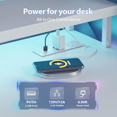 Mericonia 60 inch Gaming Desk with Drawers, Reversible Computer Desk, White - color: White, size: 60"