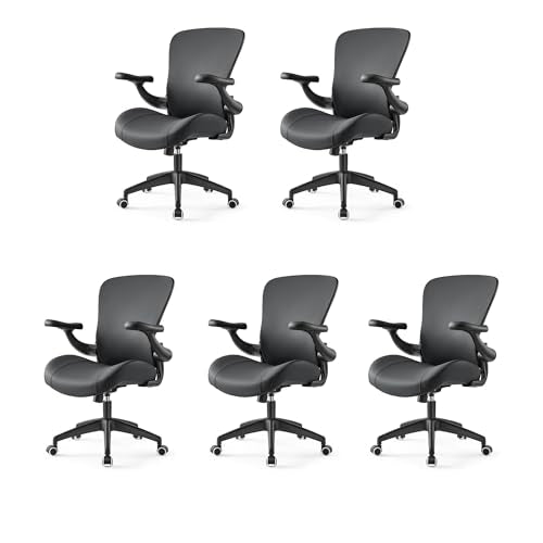 EUREKA ERGONOMIC Vera Executive Office Chair, Thick Padded PU Leather Desk Chair with Adjustable Lumbar Support and 3D Armrests, Easy-Clean for Home Office and Study Room (Pack of 5, Black) - size: Pack of 5