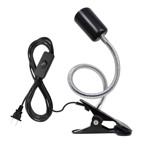 Clip Lamp Holder Adjustable Switch Clip Light Flexible Clip lamp Holder Clip Desk Lamp Socket Adjustable Light Stand Clamp Lamp Base Light Socket Gooseneck for Bedroom Lighting - color: Black, size: 1PC