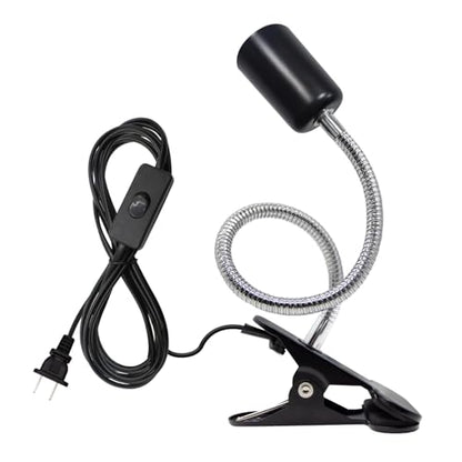 Clip Lamp Holder Adjustable Switch Clip Light Flexible Clip lamp Holder Clip Desk Lamp Socket Adjustable Light Stand Clamp Lamp Base Light Socket Gooseneck for Bedroom Lighting - color: Black, size: 1PC