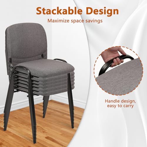 CLATINA Set of 10 Stackable Waiting Room Chairs, Armless No Wheels Reception Chair with Upholstered Seat, Guest Chairs for Conference, Breakroom, Lobby, Events, Church, School, Hall, Hotel (Grey) - color: Grey, size: 10 Pack