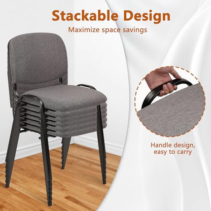 CLATINA Set of 10 Stackable Waiting Room Chairs, Armless No Wheels Reception Chair with Upholstered Seat, Guest Chairs for Conference, Breakroom, Lobby, Events, Church, School, Hall, Hotel (Grey) - color: Grey, size: 10 Pack