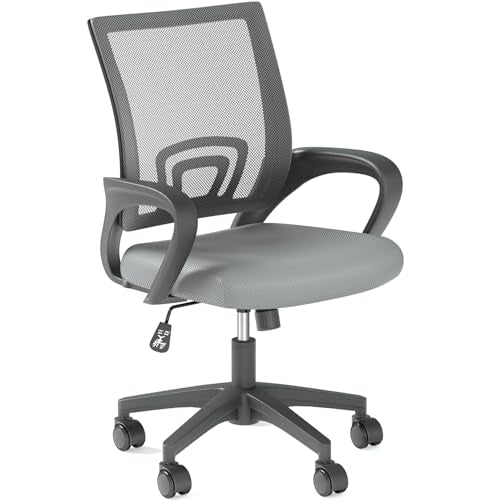 OS MOTOR Ergonomic Mid-Back Mesh Office Chair (Light Gray) - color: Light Gray, size: Single Chair