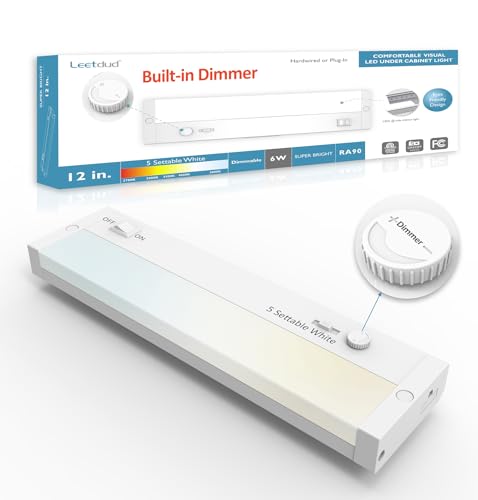 Under Cabinet Lighting Plug in or Hardwired Built-in Dimmer, 12 Inch 6W, 5CCT 2700/3000/3500/4000/5000K, Linkable Counter Lights for Kitchen, ETL Dimmable LED Light Fixture, White - color: White, size: 12 inch
