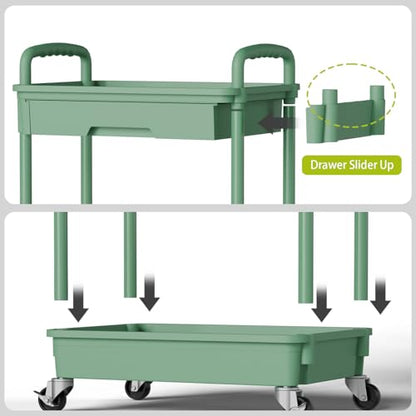 Sorgion 5 Tier Rolling Cart Organizer,Bathroom Cart Organizers with Wheels Laundry Room Organization Mobile Shelving Unit Utility Cart Storage Shelves Multi-Functional for Office, Home(Green) - size: 5Tier-Green
