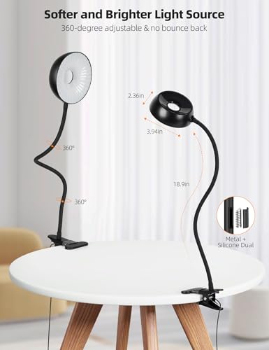 Clip on Light, LED Reading Light for Beds Headboards,5 Color Modes Dimmable | Clip on Light LED Reading Book Light with Clamp Eye-Friendly Desk Lamp Flexible Reading Lights for Books in Bed Bedside Black - color: Black