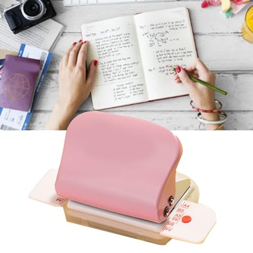 Mini Coil Binding Machine, Manual Spiral Binding Tool for Paper Documents Notebooks DIY Crafts Home Office School Plastic Portable - color: Pinkish