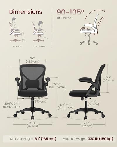 VASAGLE Ergonomic Mesh Office Chair with Adjustable Lumbar Support