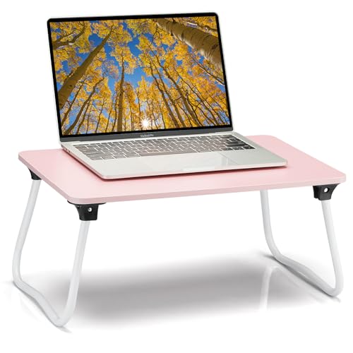 Ruxury Foldable Lap Desk Laptop Stand Bed Desk Table Tray, Breakfast Serving Tray, Portable & Lightweight Mini Table, Lap Tablet Desk for Sofa Couch Floor - Pink - color: Pink