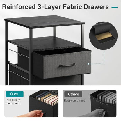 DEVAISE Mobile File Cabinet, Rolling Printer Stand with Open Storage Shelf, Fabric Vertical Filing Cabinet fits A4 or Letter Size for Home Office, Black | Rolling Printer Stand, Fabric Vertical Filing Cabinet fits A4 or Letter Size for Home Office, Black