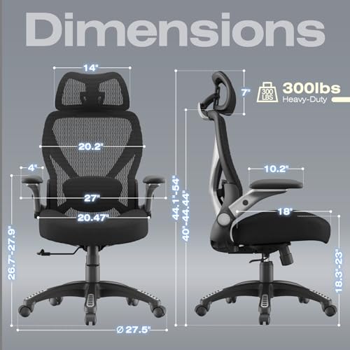 ELABEST X100 Ergonomic Mesh Office Chair with Footrest, Big and Tall Home Desk Chair with 5D Flip-Up Arms, Adjustable 3D Lumbar Support, Gaming & Executive Computer Chair (Midnight Cloud-No Footrest) - color: Midnight Cloud-no Footrest